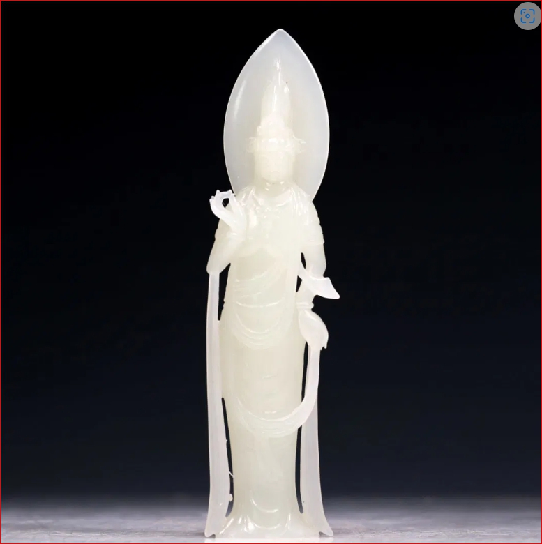 Lot2019 A Superb White Jade Figure Of Guanyin Qing Dynasty(1616-1912)