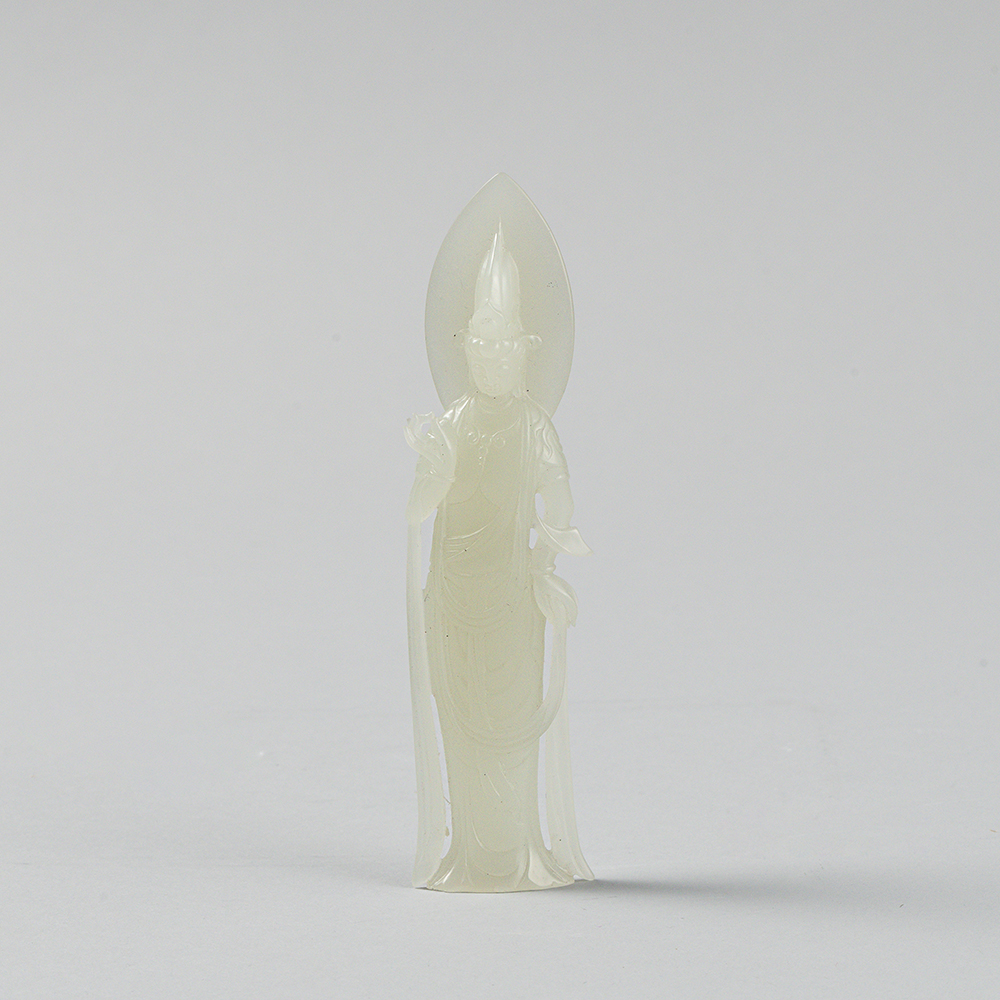 Lot2019 A Superb White Jade Figure Of Guanyin Qing Dynasty(1616-1912)