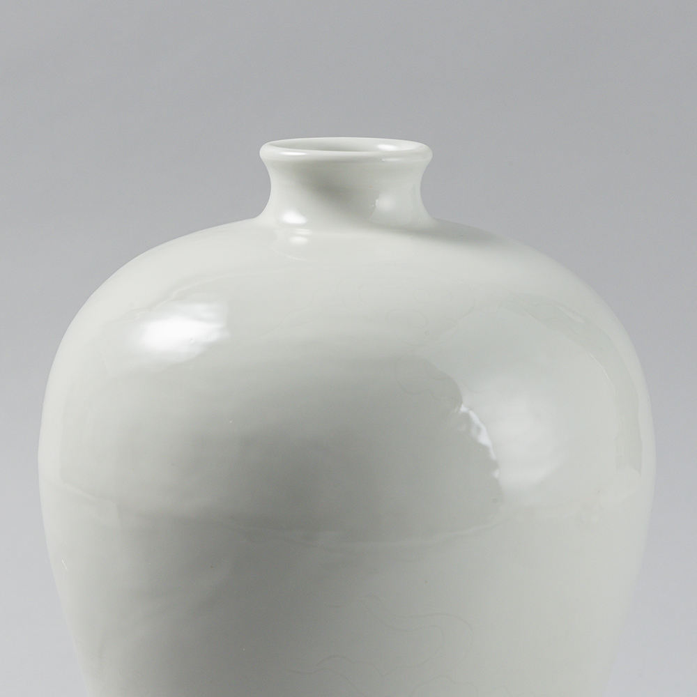 Lot1070 A Rare White Glazed Dragon Pattern Vase Ming Dynasty (1368-1644)