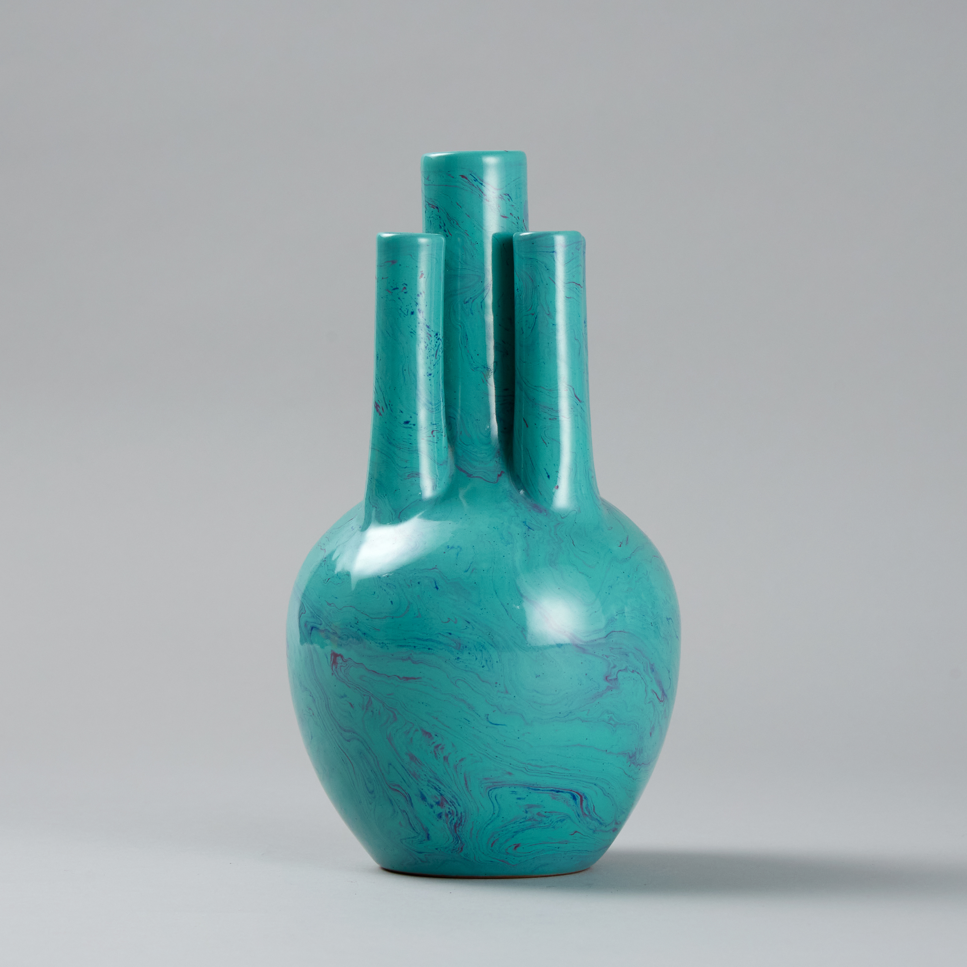 Lot1088 A BLUE GLAZED FIVE-SPOUT PORCELAIN BOTTLE (20th Century)